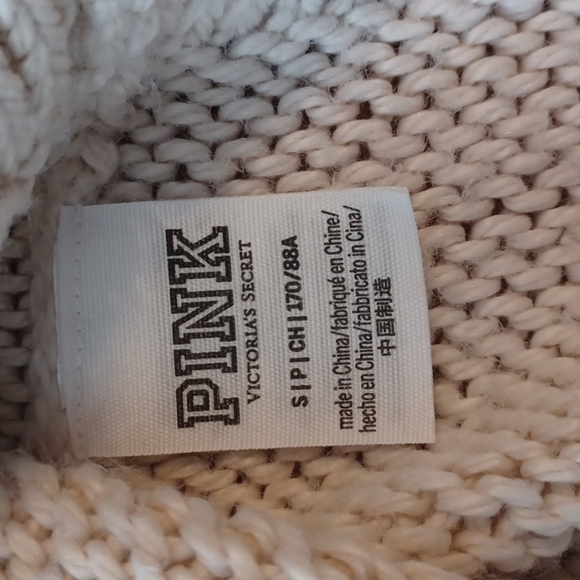 Pink Victorias Secret sweater. Size small. Oatmeal colored v neck cableknit type - Picture 11 of 12